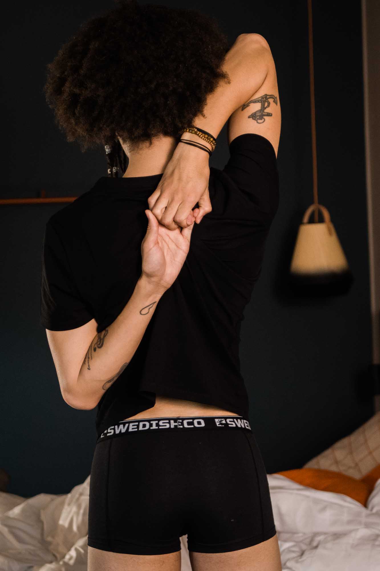 A-dam black boxer briefs with Karate print from GOTS organic